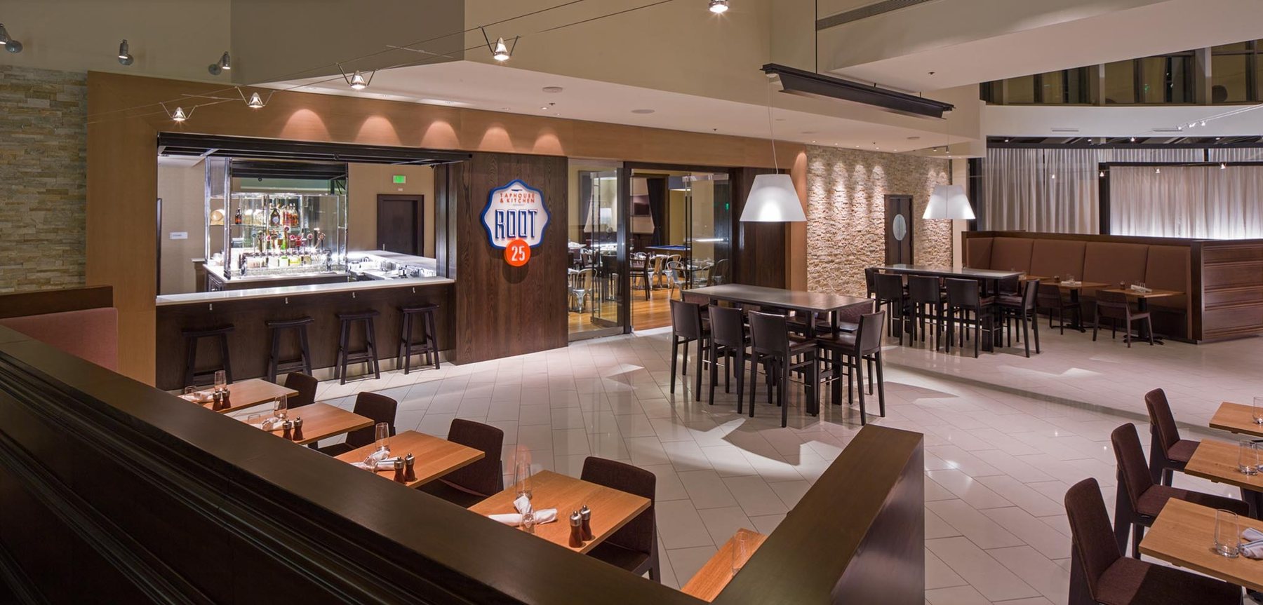 Restaurant and bar space developed as part of a hospitality concept project